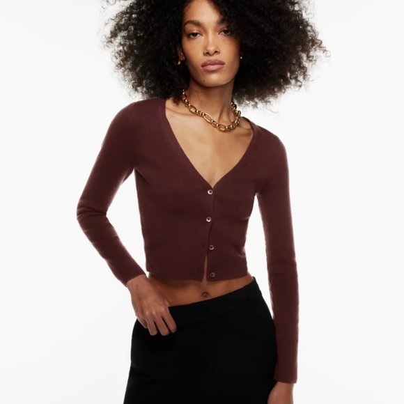 Aritzia Babaton Georgia Cardigan Dark Cocoa Size M - Picture 2 of 8